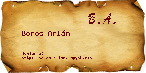 Boros Arián névjegykártya